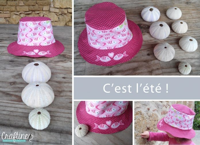 Chapeau fillette poisson Chapeau avec tissu Michael Miller