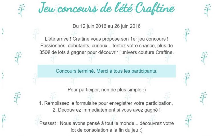Jeu concours de l&rsquo;été Craftine