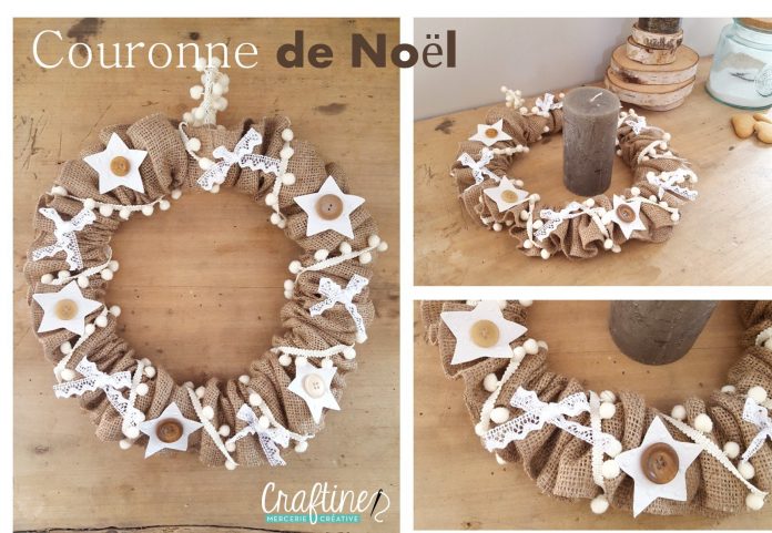 Tuto couronne de noël en toile de jute